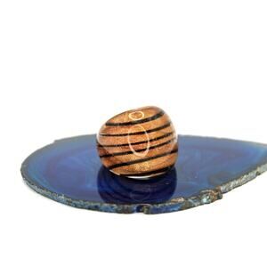 1970's Handblown Black Stripped on Gold Glitter Glass Ring